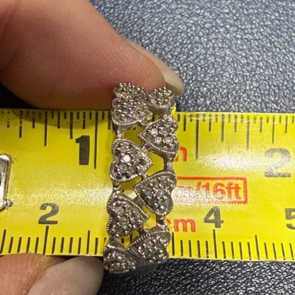 Vintage 925 silver JWBR two rows of pave hearts ring. - Picture 8 of 8